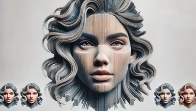 Surreal Portrait Of A Woman With Sliced Paper Texture