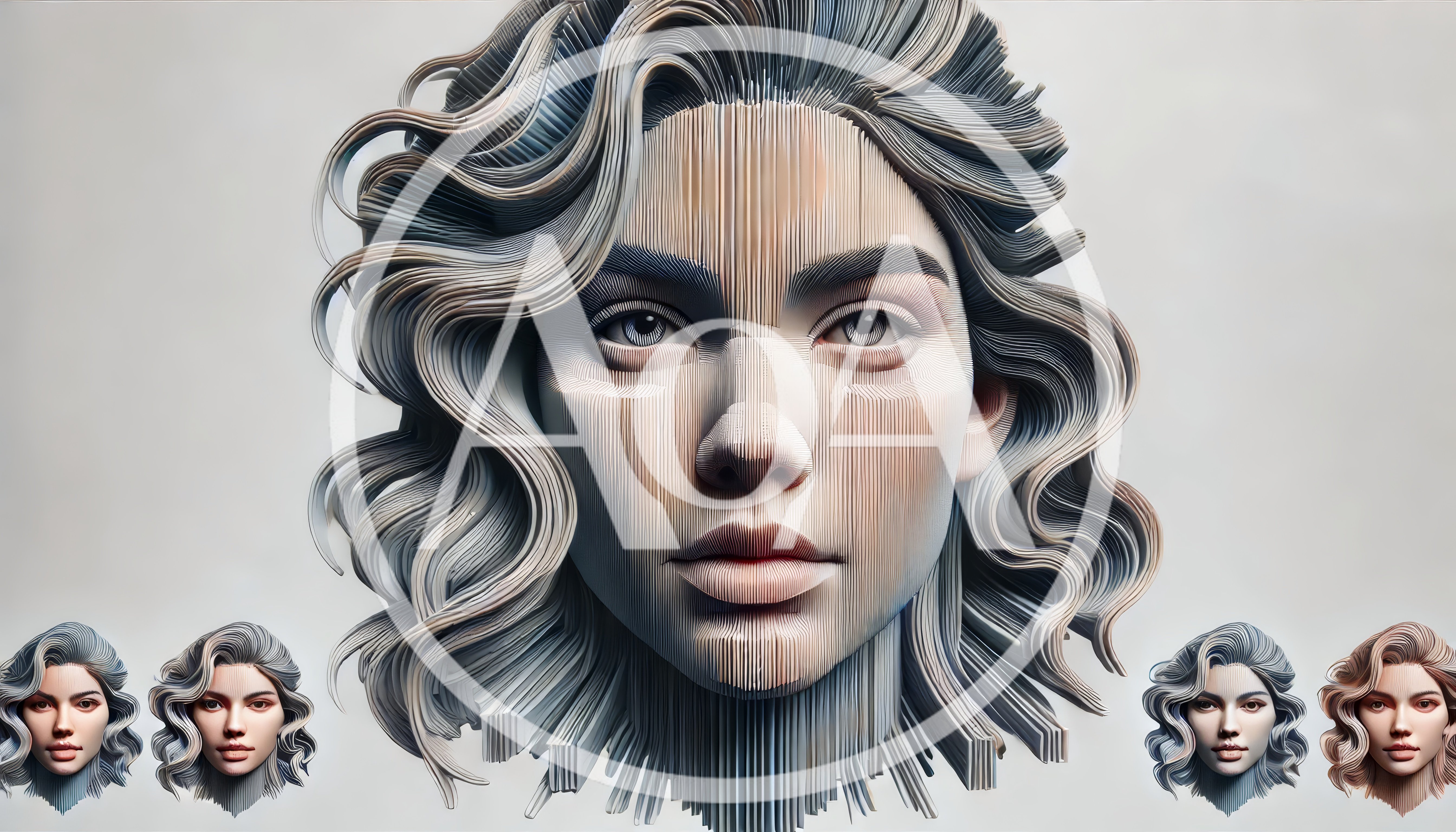 Surreal Portrait Of A Woman With Sliced Paper Texture