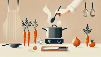 Chef Cooking Vegetable Soup In A Minimalist Kitchen