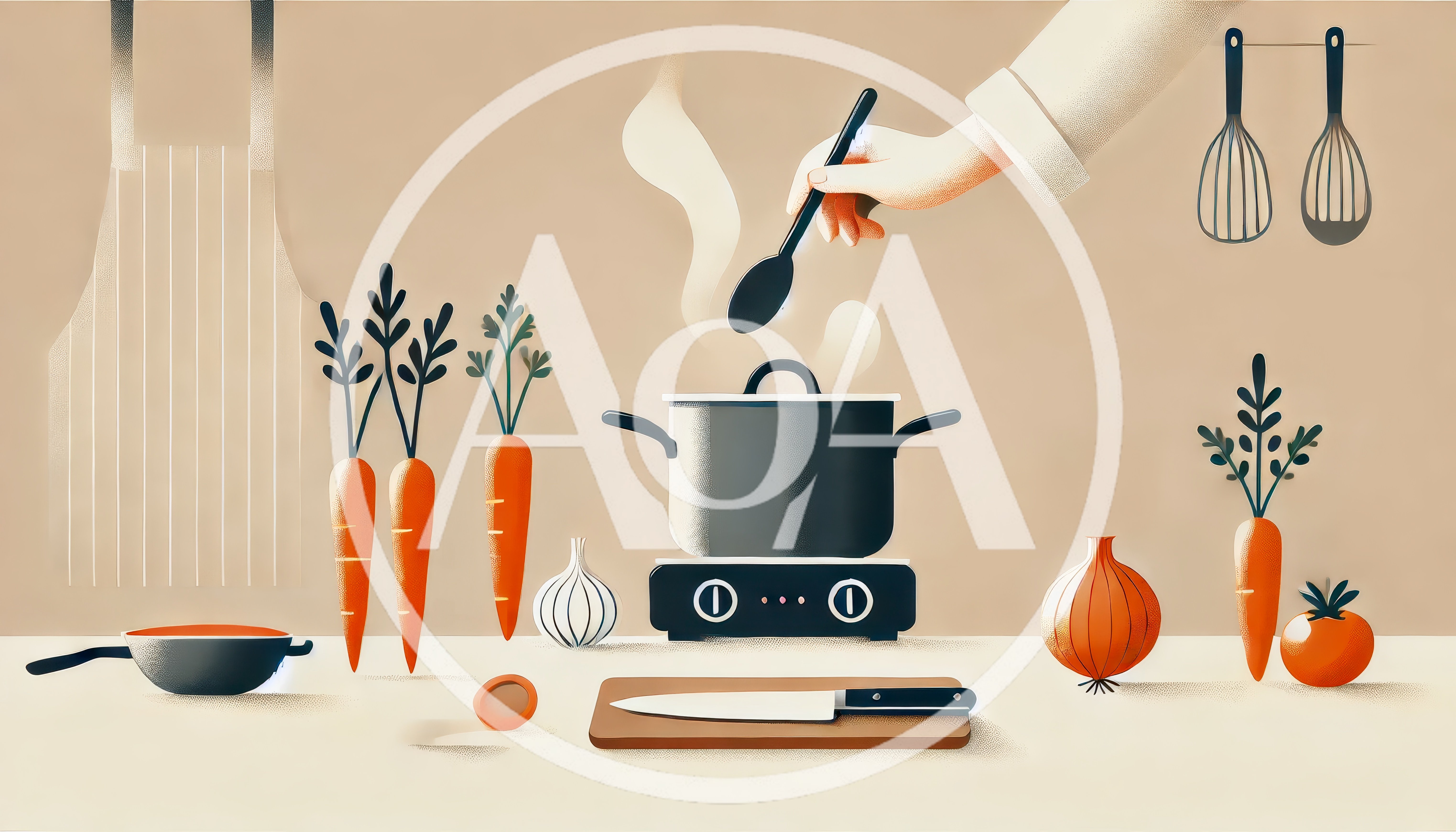 Chef Cooking Vegetable Soup In A Minimalist Kitchen