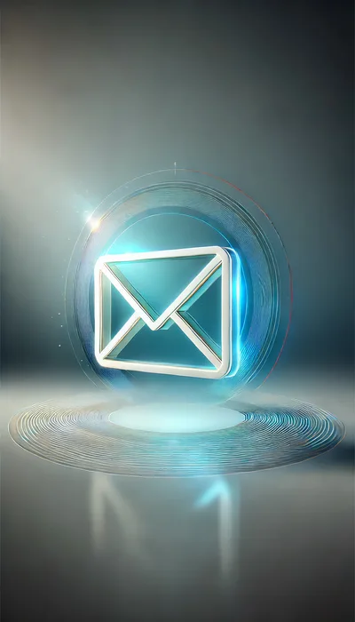 Glowing Digital Mail Icon With Abstract Circular Rings