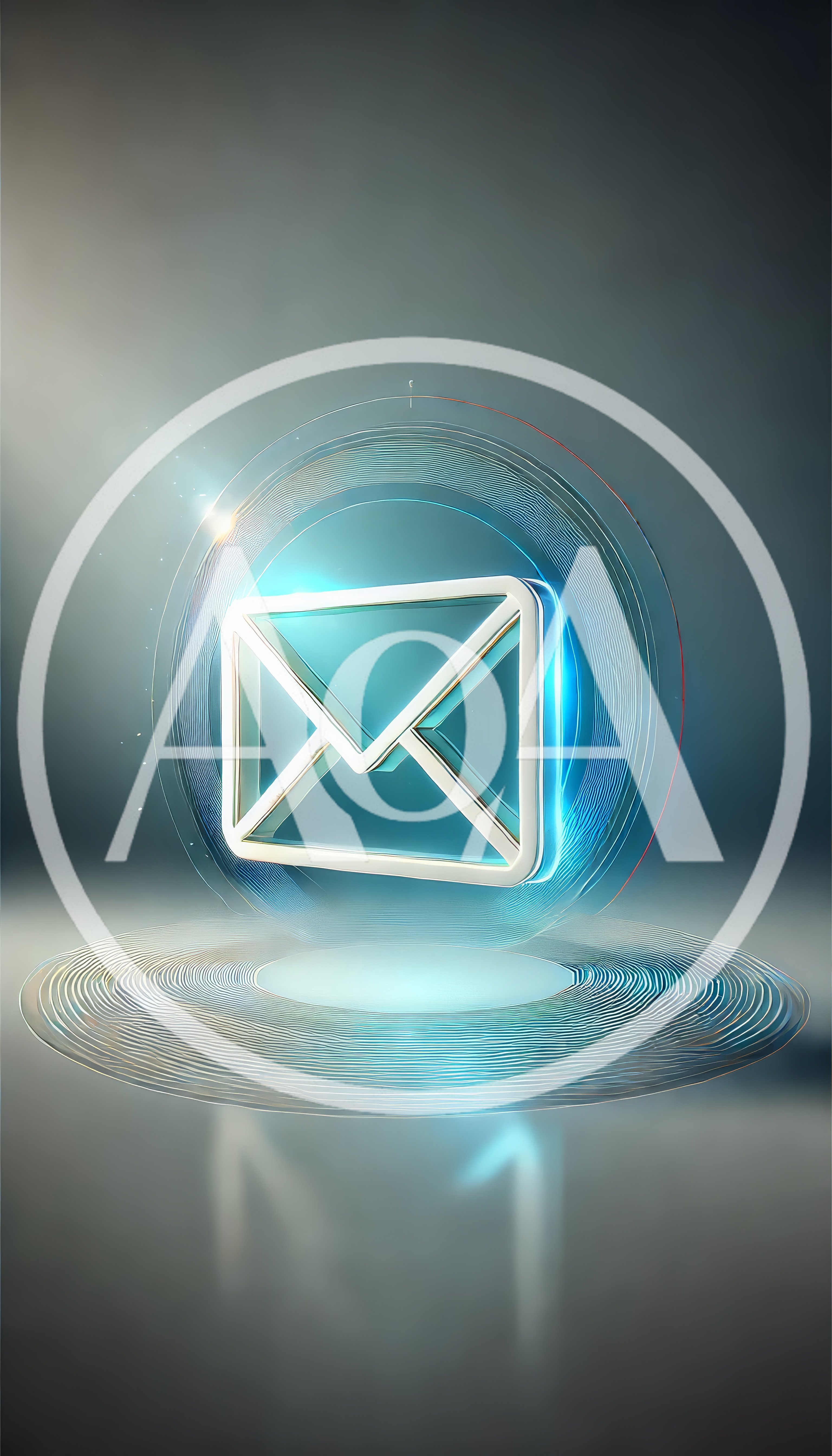 Glowing Digital Mail Icon With Abstract Circular Rings