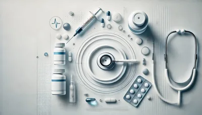 Medical Equipment and Pharmaceutical Supplies on White Background