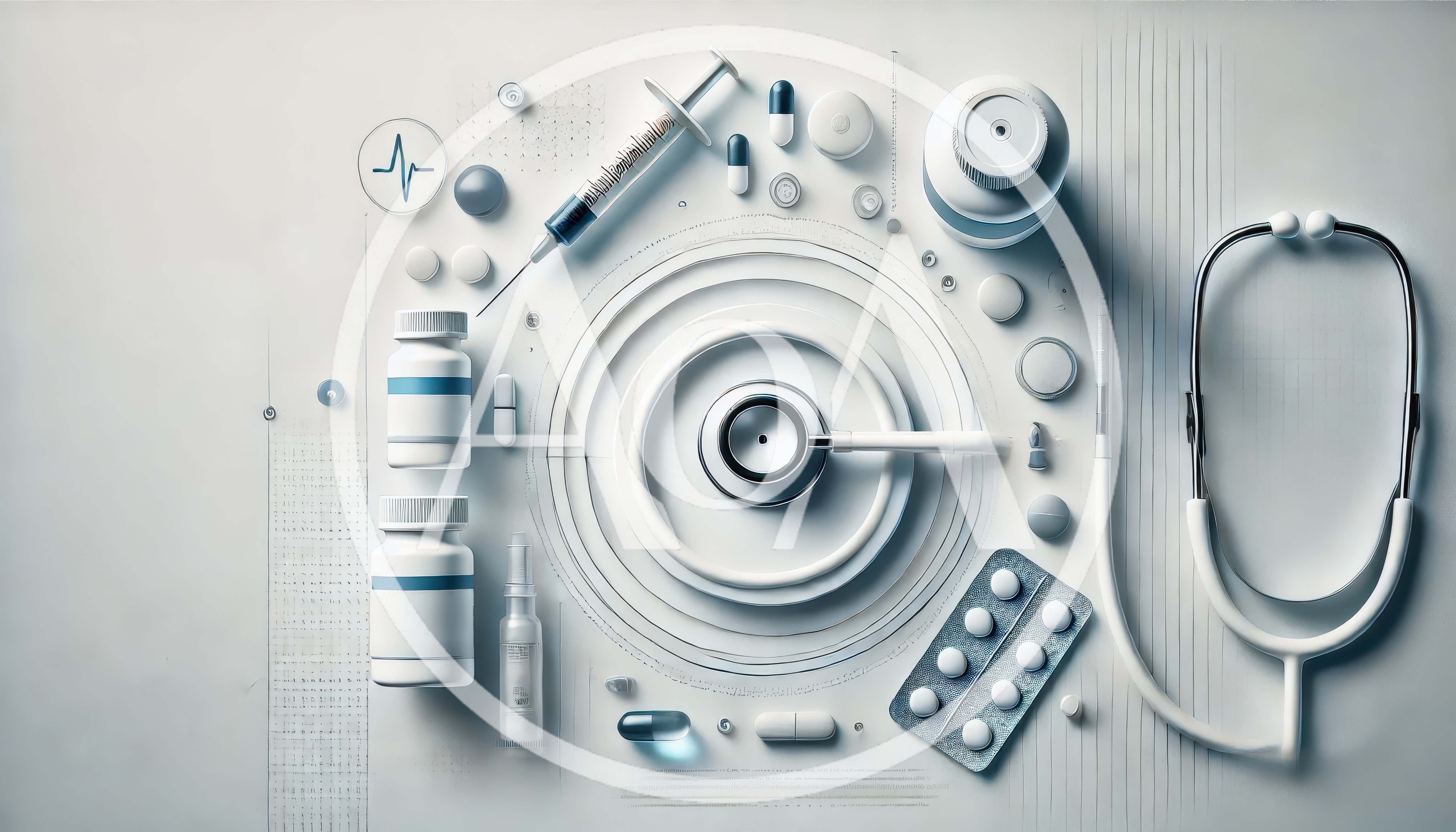 Medical Equipment and Pharmaceutical Supplies on White Background