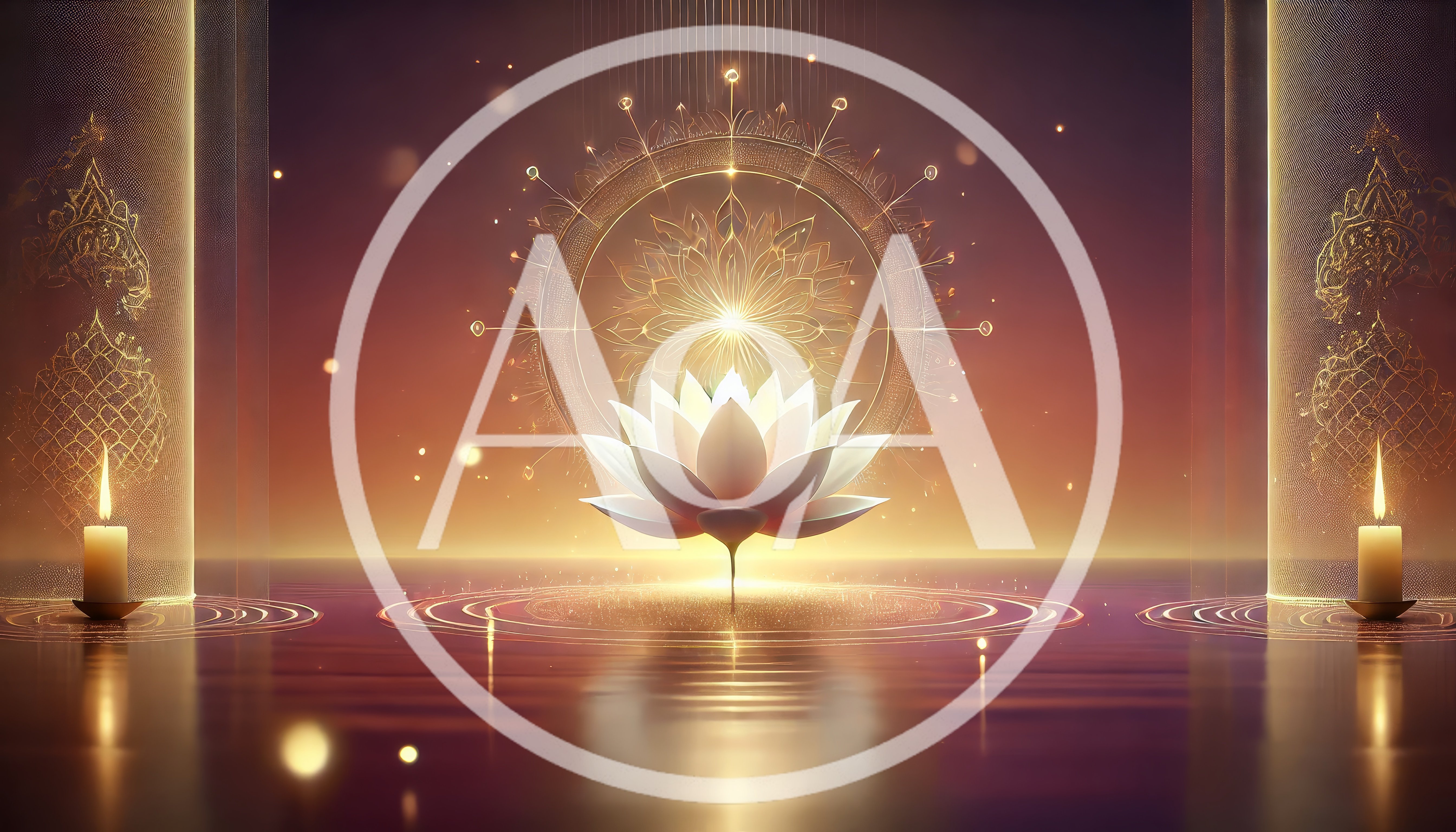 Glowing Lotus Flower With Golden Mandala Background