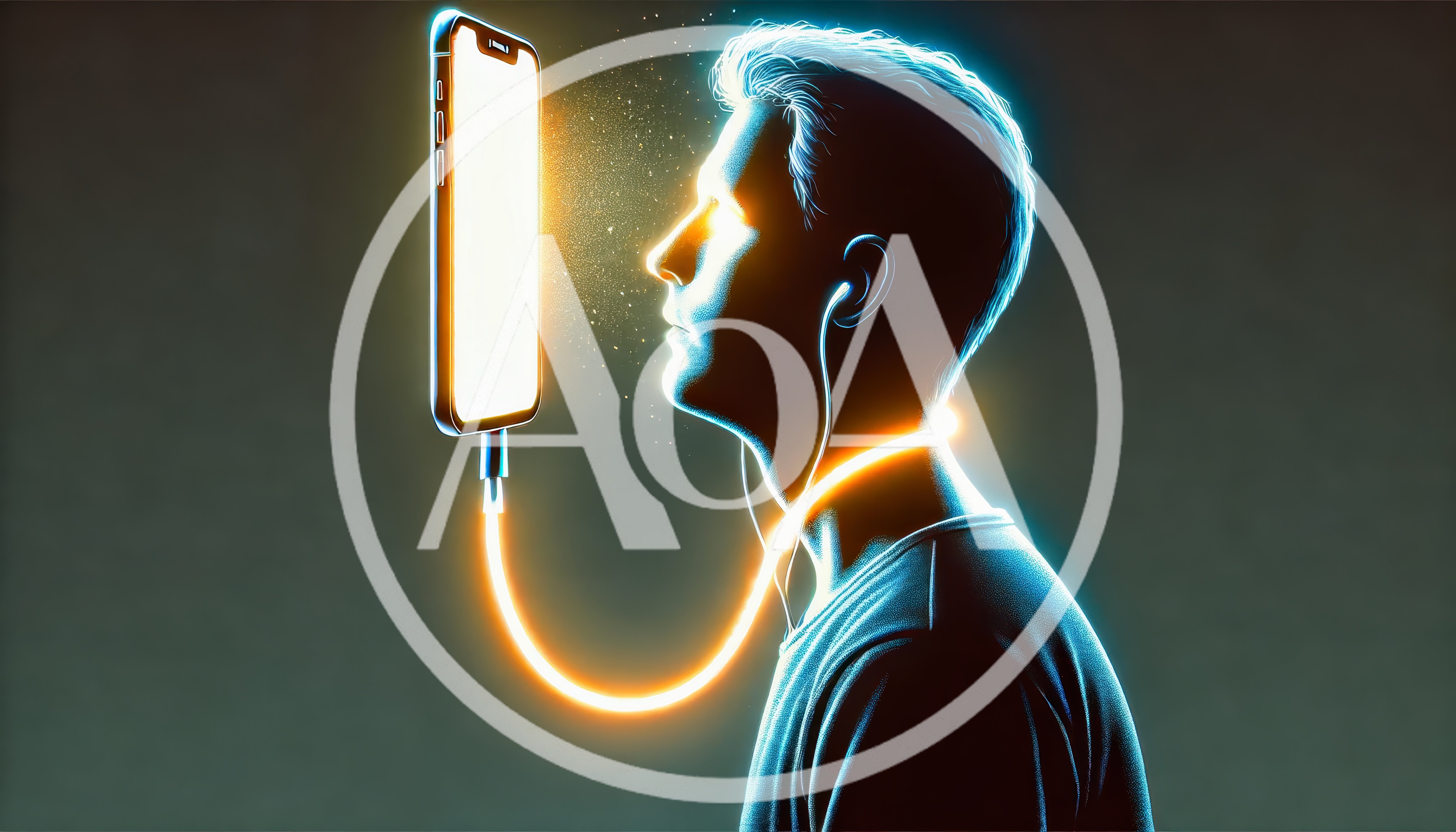 Digital Silhouette Of A Man Connected To A Smartphone