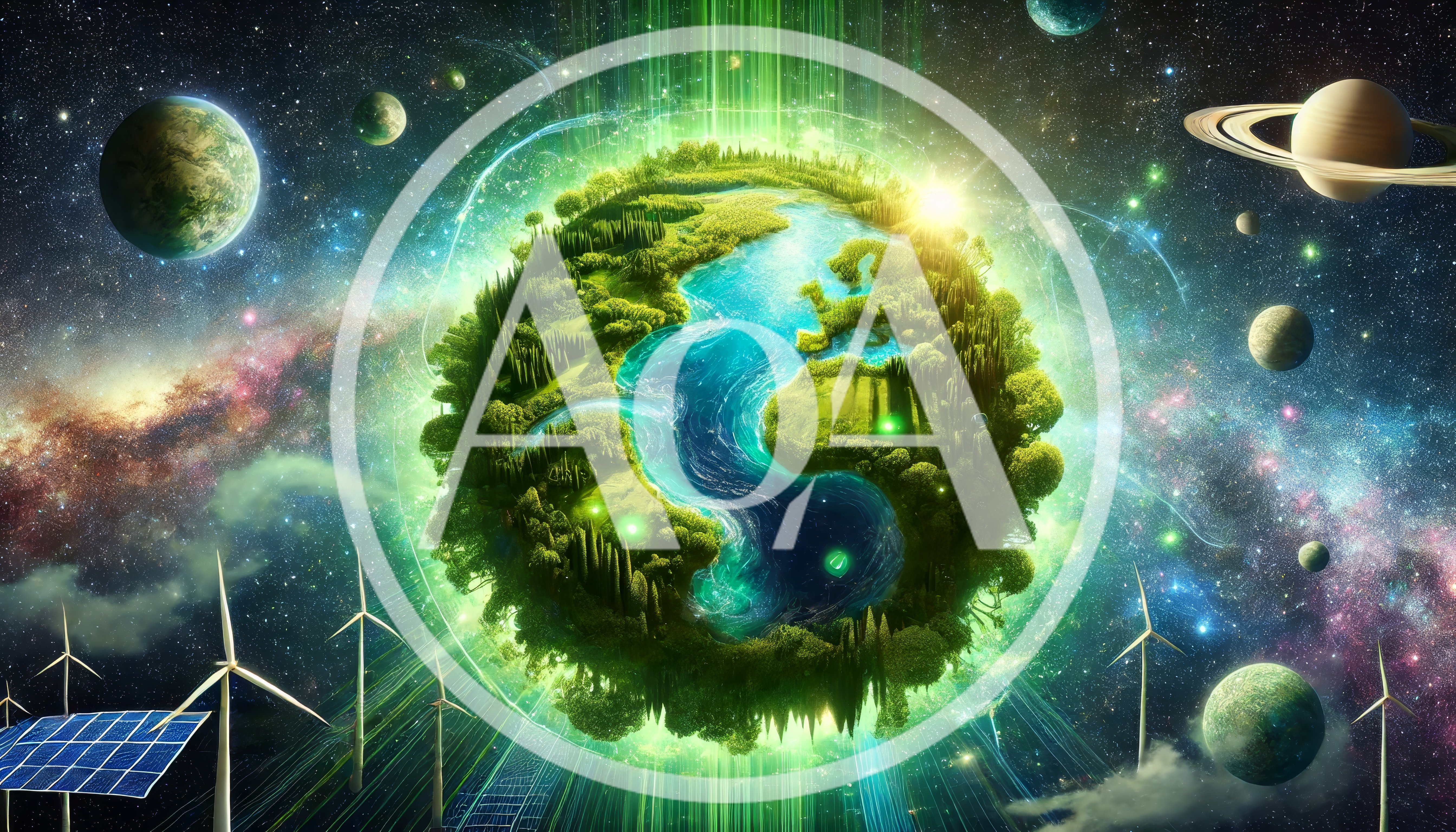 Futuristic Earth Planet With Renewable Energy Infrastructure