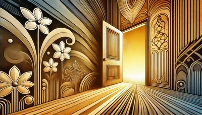 Art Deco Interior With Open Doorway To Golden Light