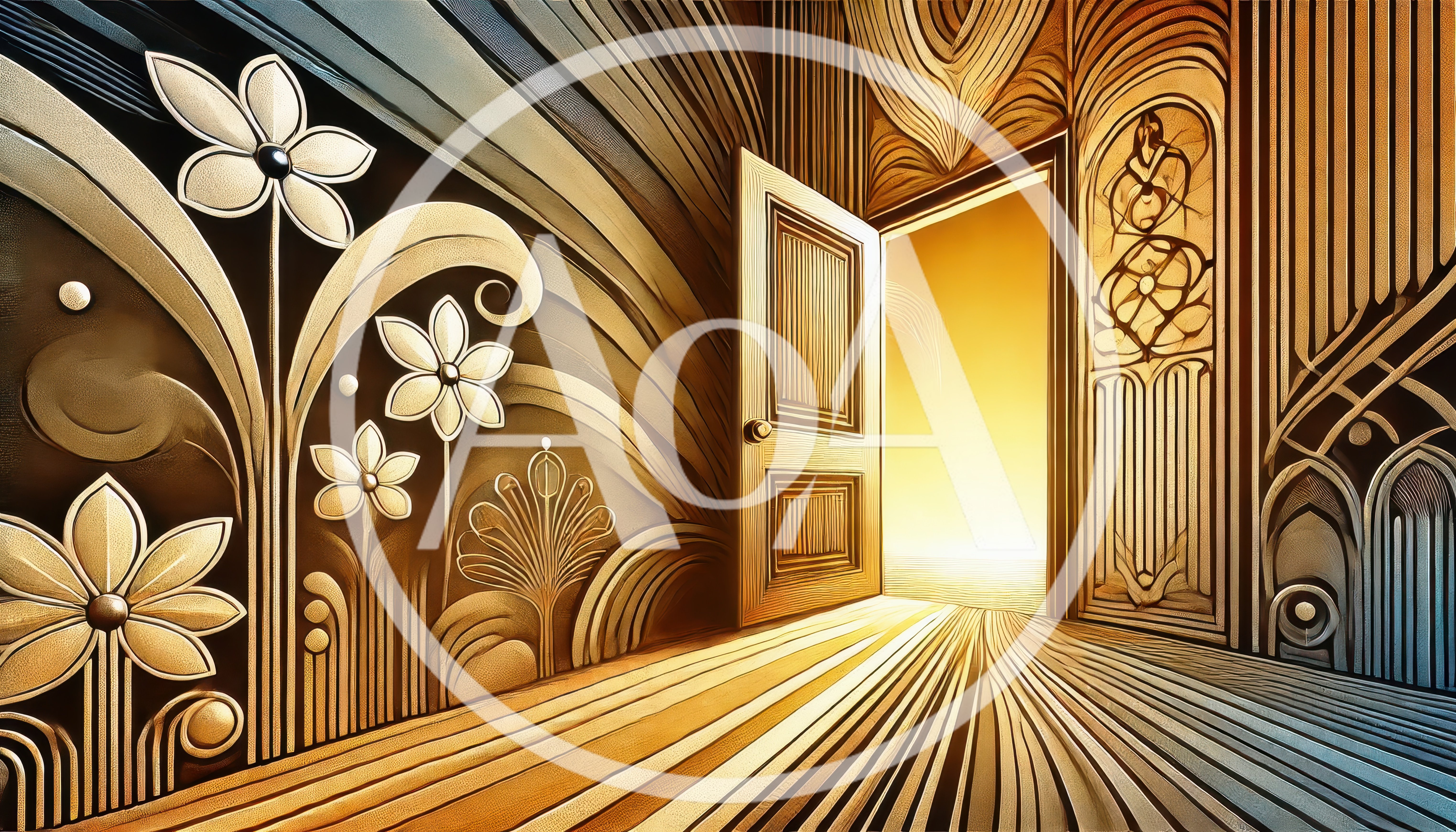 Art Deco Interior With Open Doorway To Golden Light