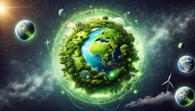 Futuristic Green Earth Planet Concept Art