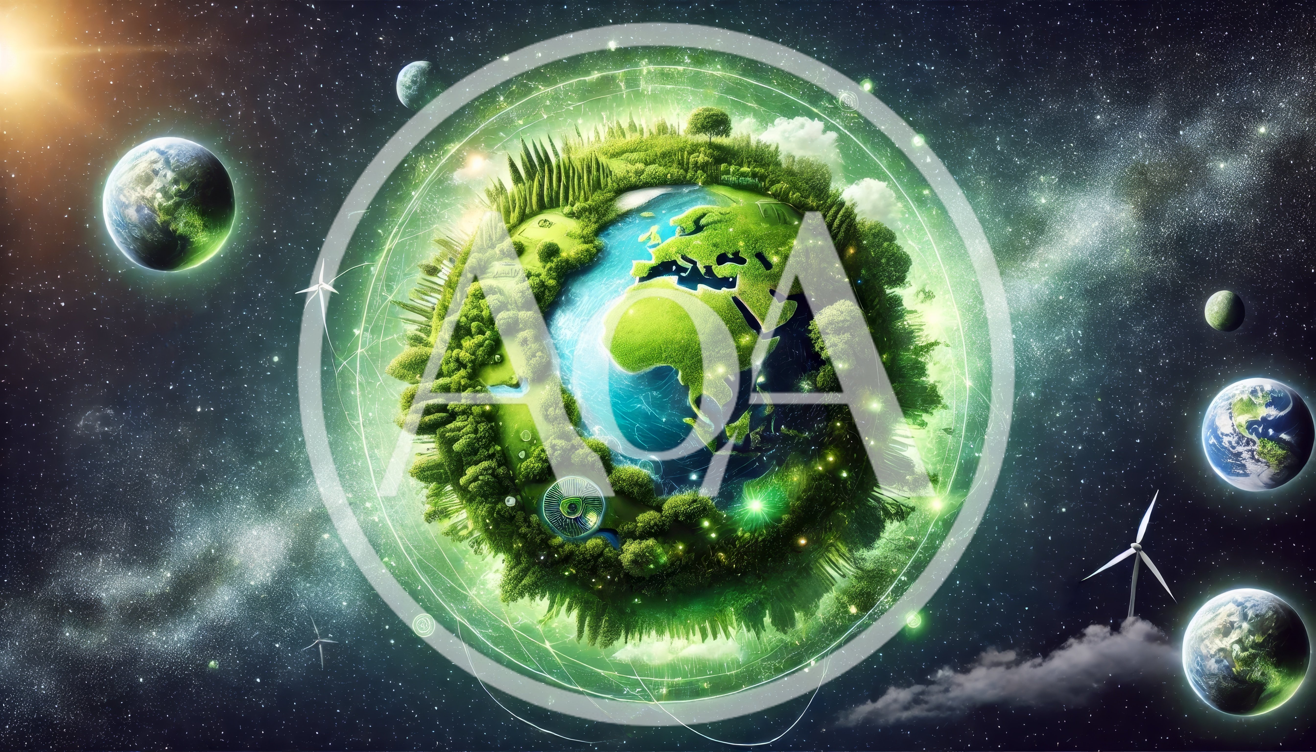 Futuristic Green Earth Planet Concept Art