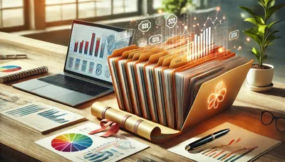 Digital Data Management With Financial Charts And Folders