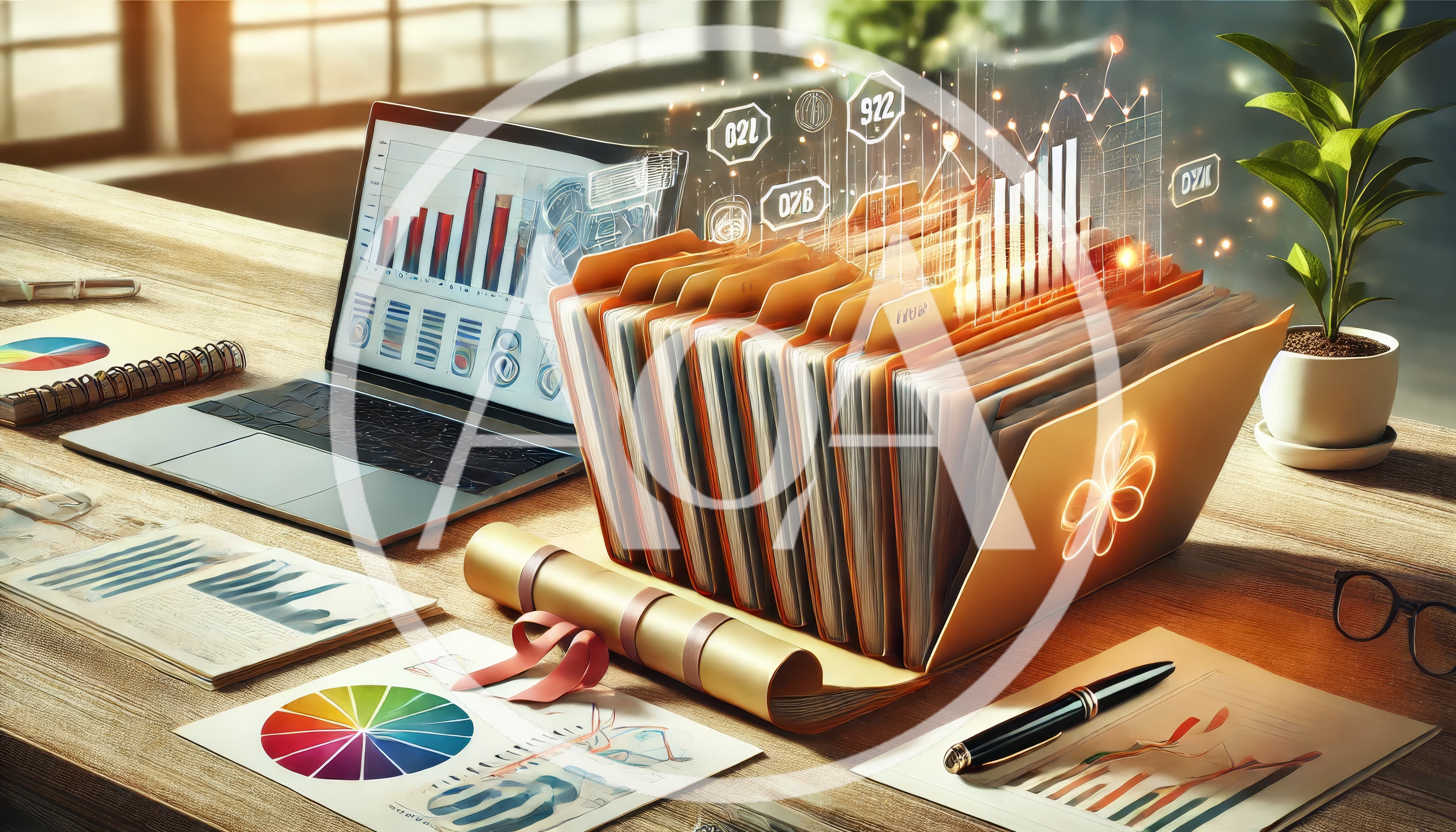 Digital Data Management With Financial Charts And Folders