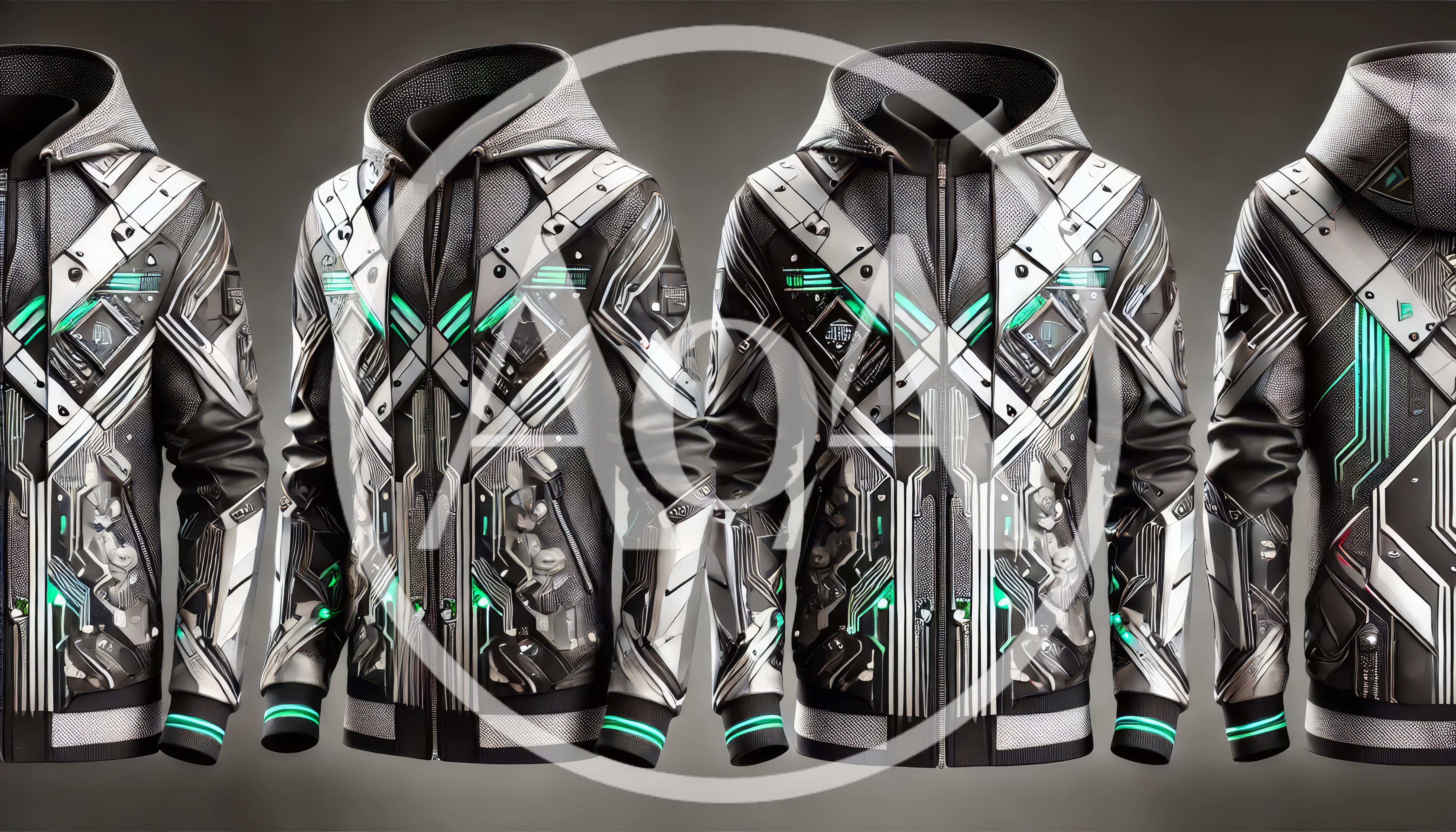 Futuristic Cyberpunk Style Hoodies With Circuit Board Patterns