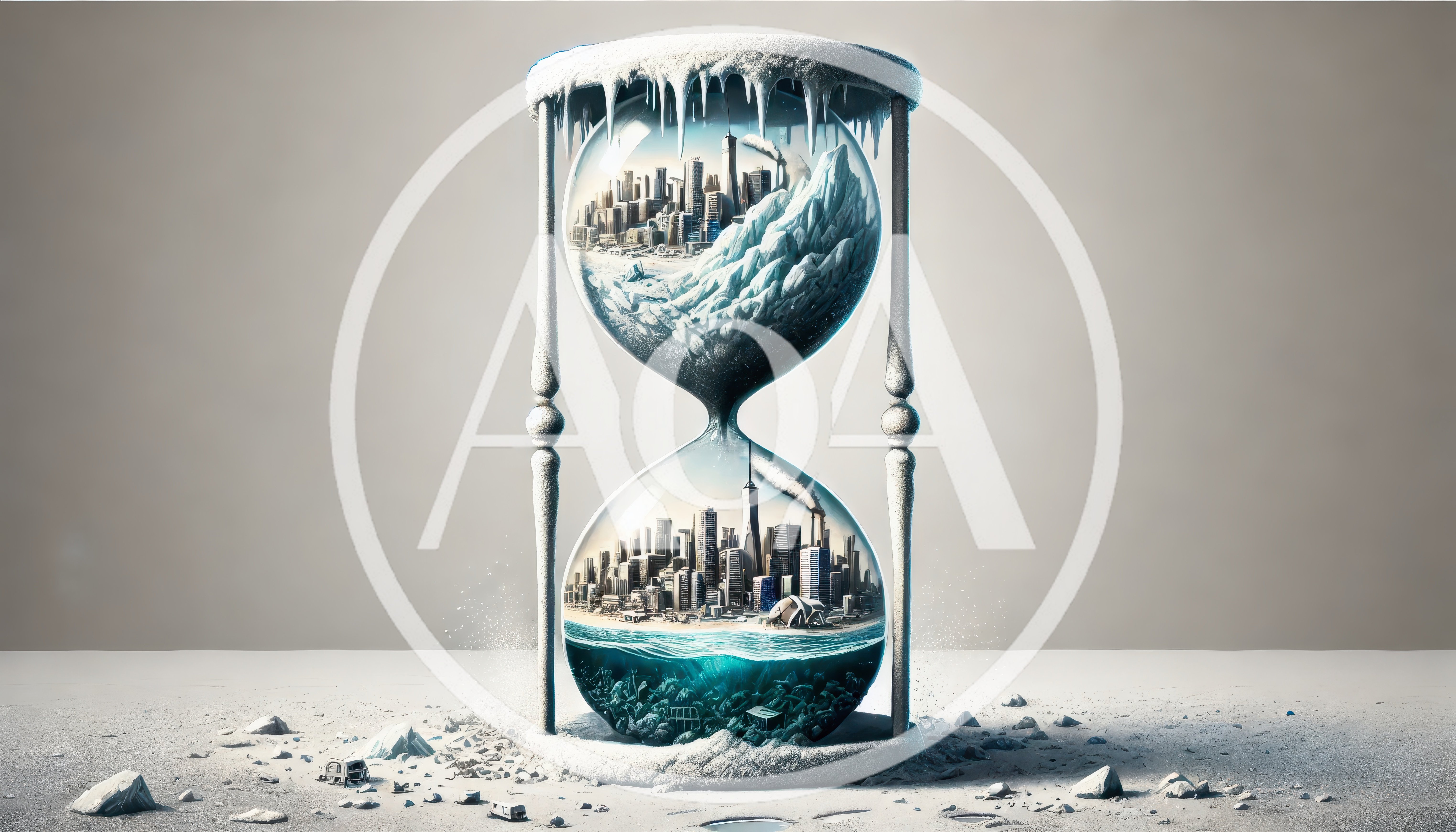 Surreal Hourglass Depicting Climate Change And Melting Ice