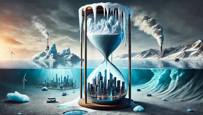 Surreal Hourglass Concept Representing Climate Change and Global Warming