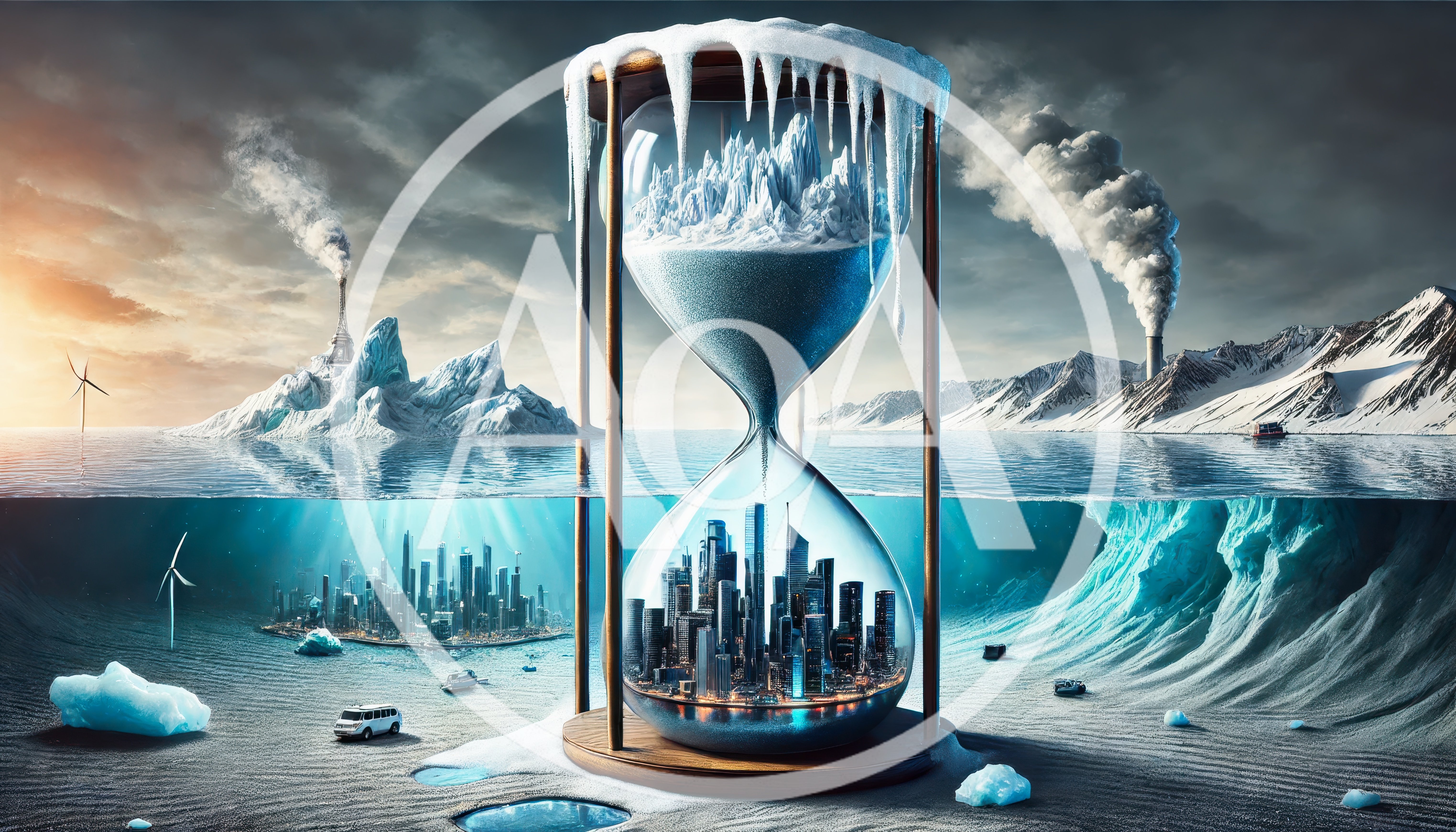 Surreal Hourglass Concept Representing Climate Change and Global Warming