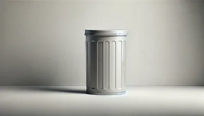 Minimalist Metal Trash Can On Plain Background