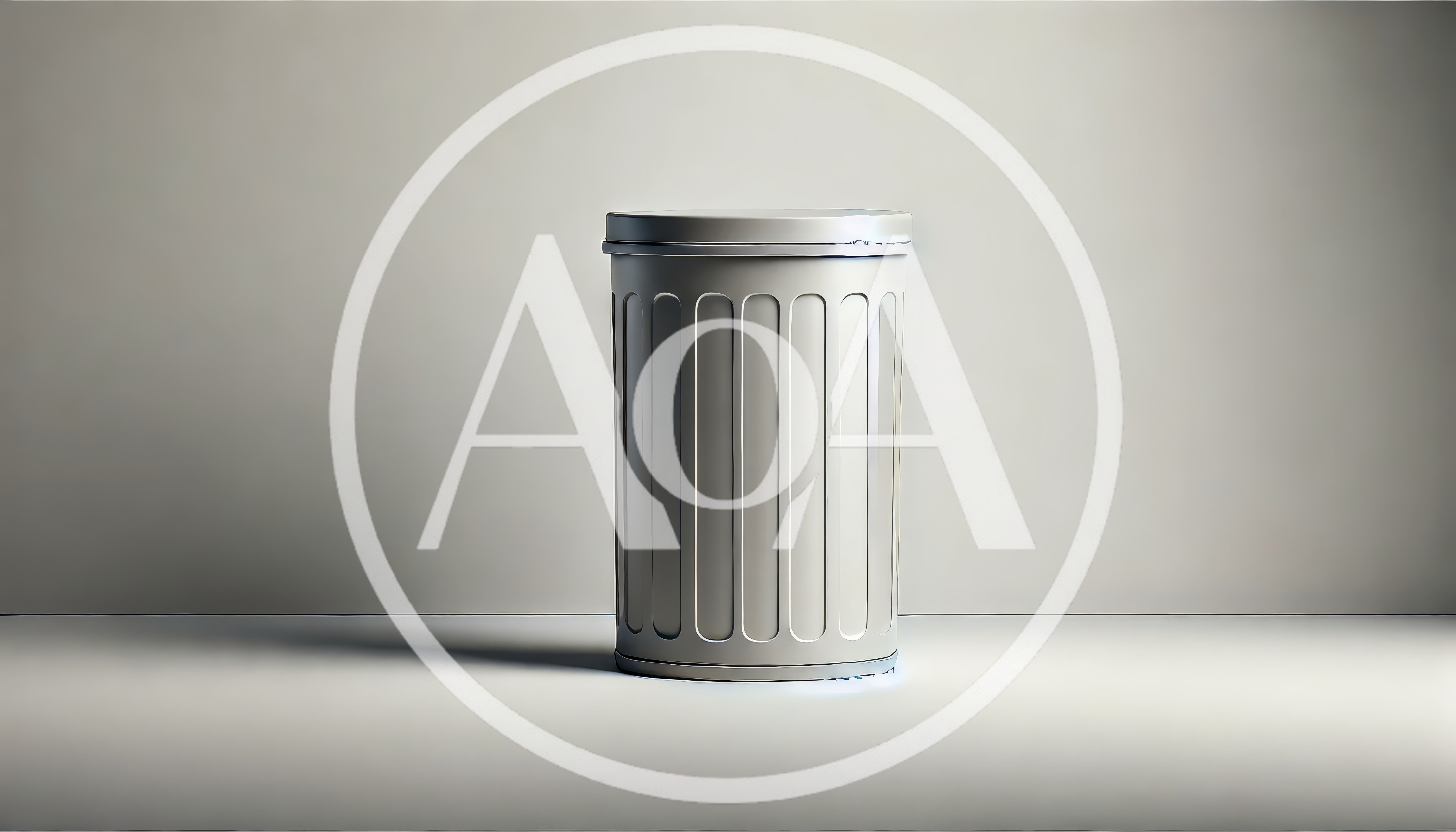 Minimalist Metal Trash Can On Plain Background