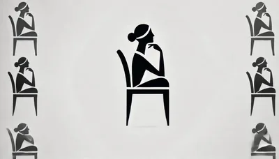 Minimalist Silhouette Illustration Of A Thinking Woman On A Chair