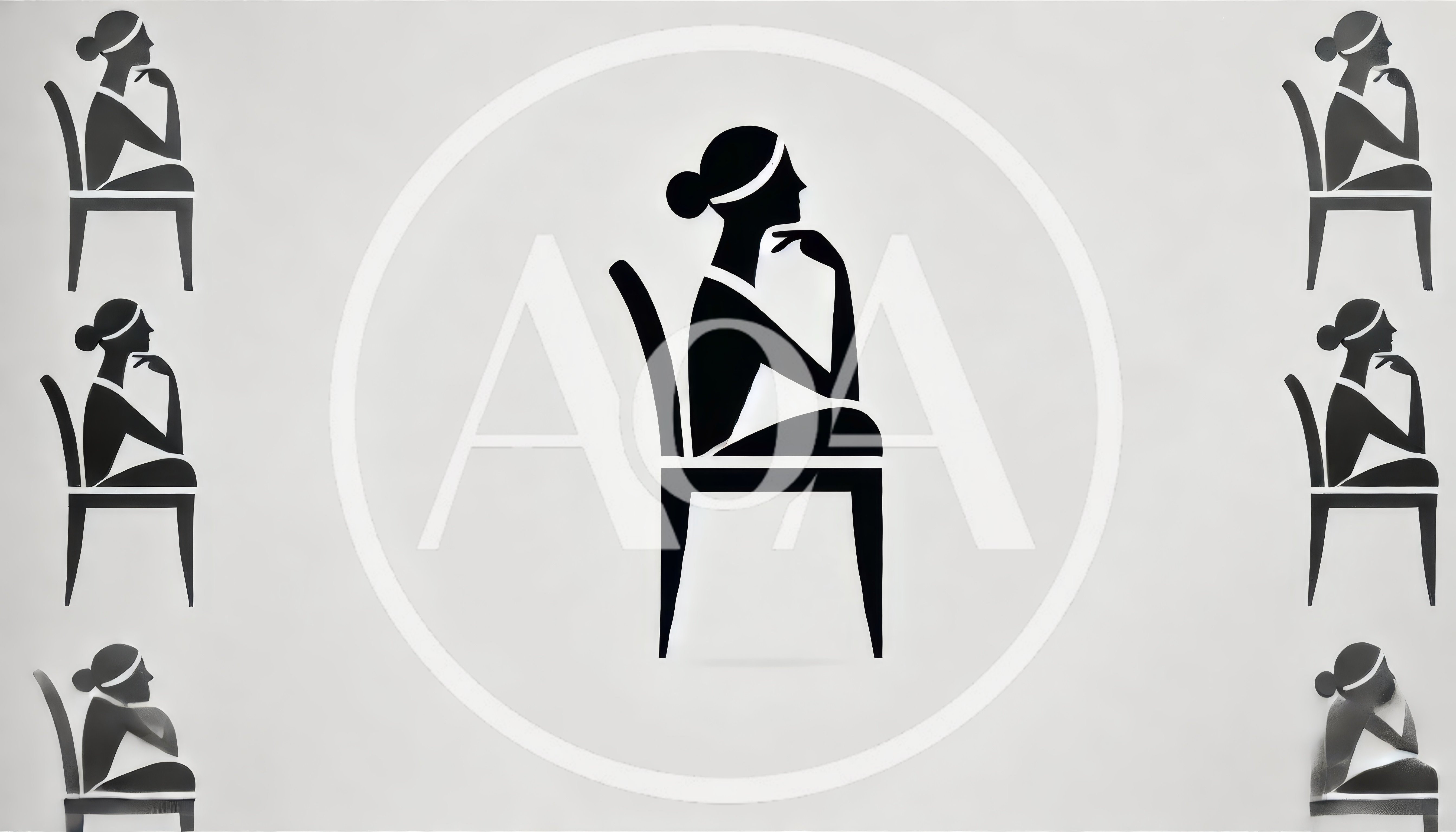 Minimalist Silhouette Illustration Of A Thinking Woman On A Chair