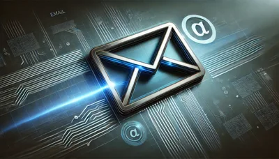 Digital Email Icon On Futuristic Circuit Board Background