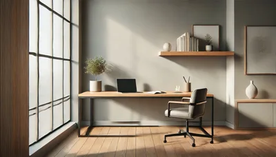 Modern Minimalist Home Office Workspace With Laptop