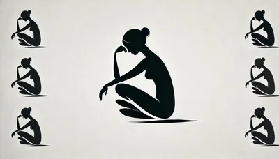 Minimalist Silhouette Of A Pensive Seated Woman