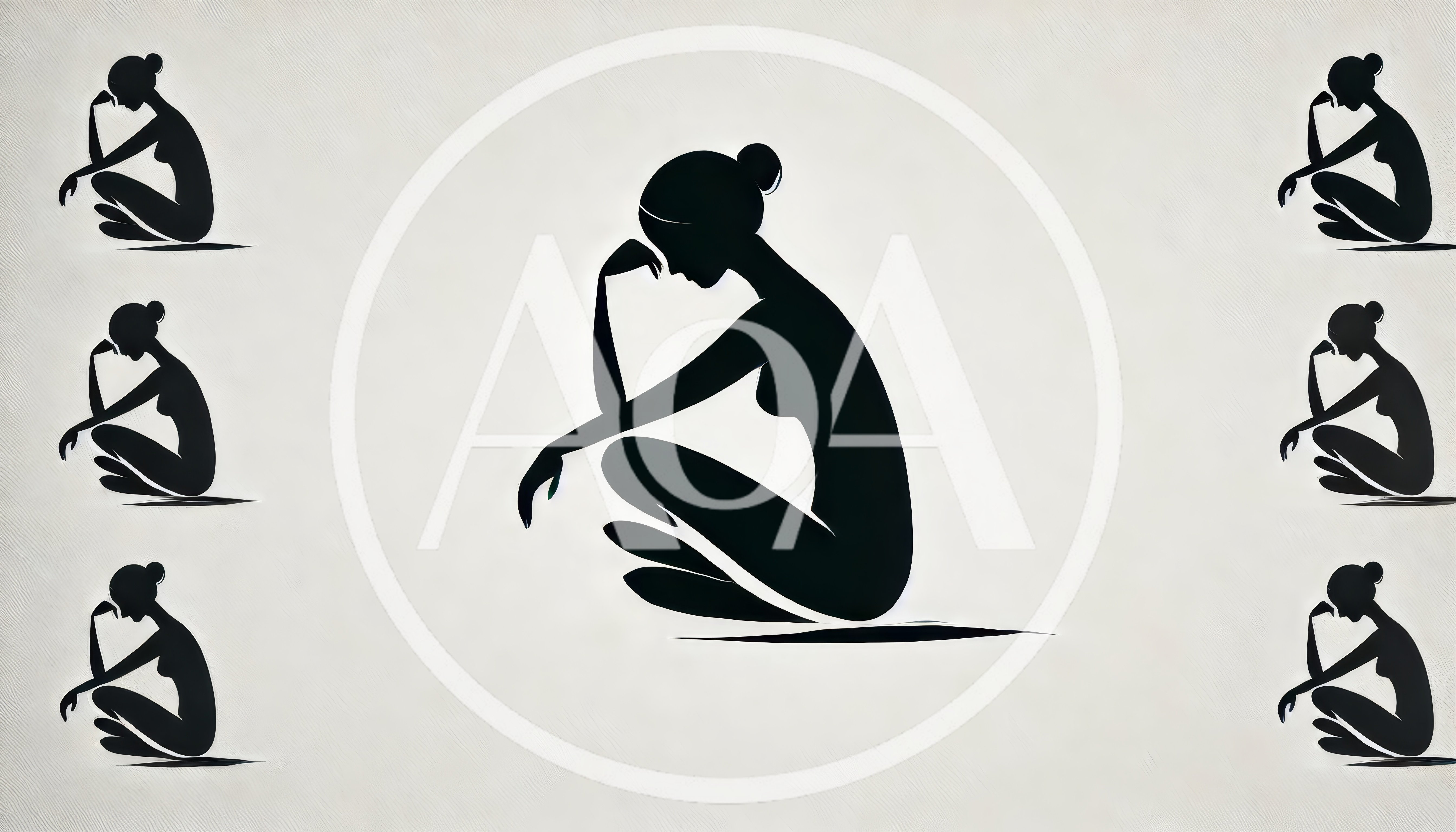 Minimalist Silhouette Of A Pensive Seated Woman