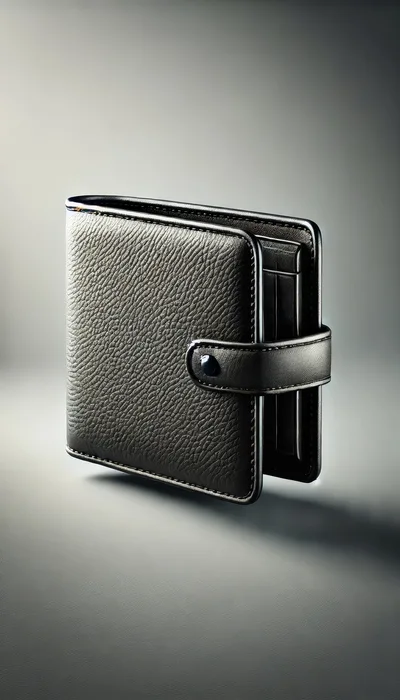 Black Leather Wallet With Snap Closure