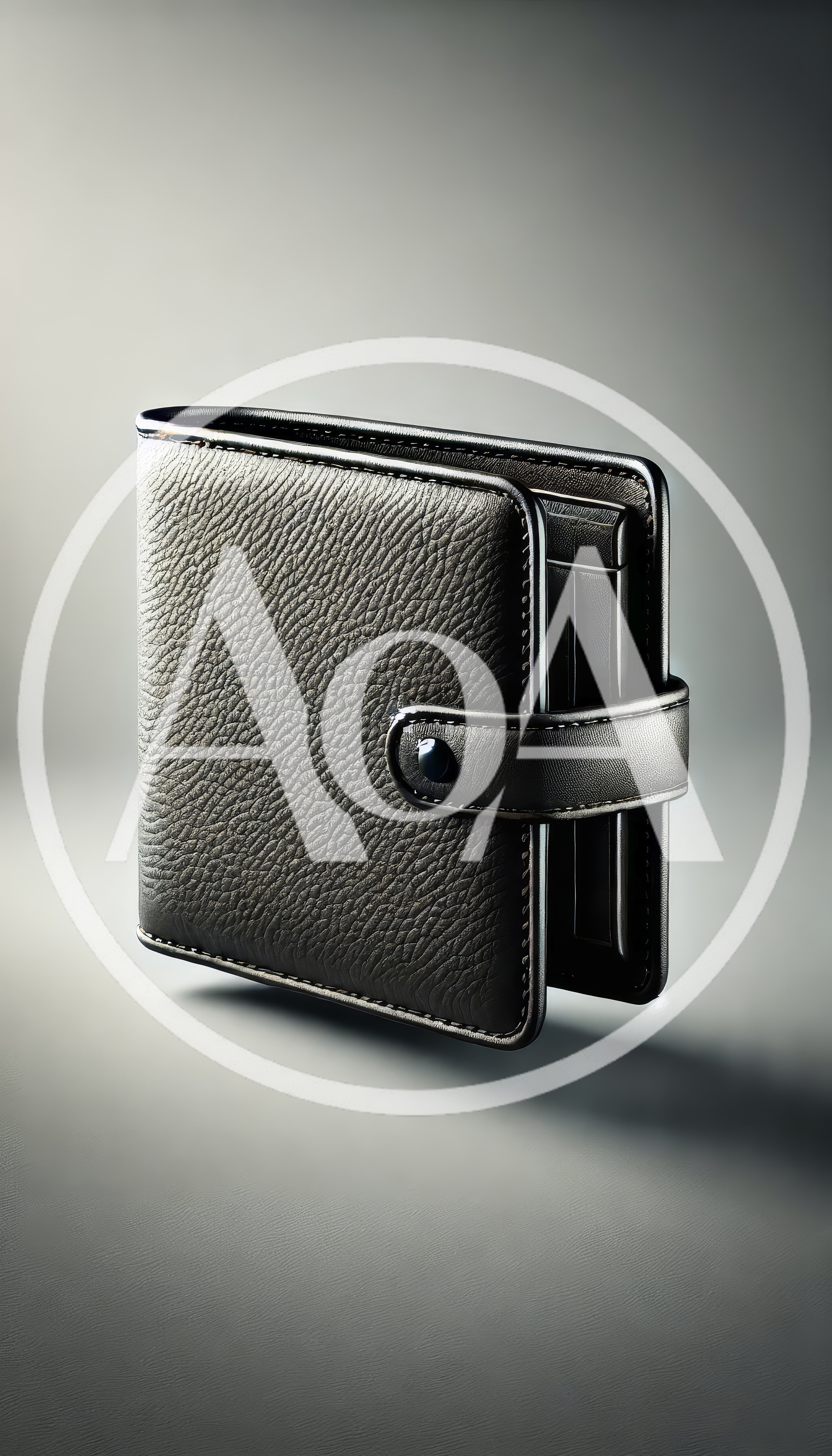 Black Leather Wallet With Snap Closure