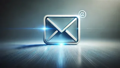 Metallic Email Icon With Glowing Light Effects