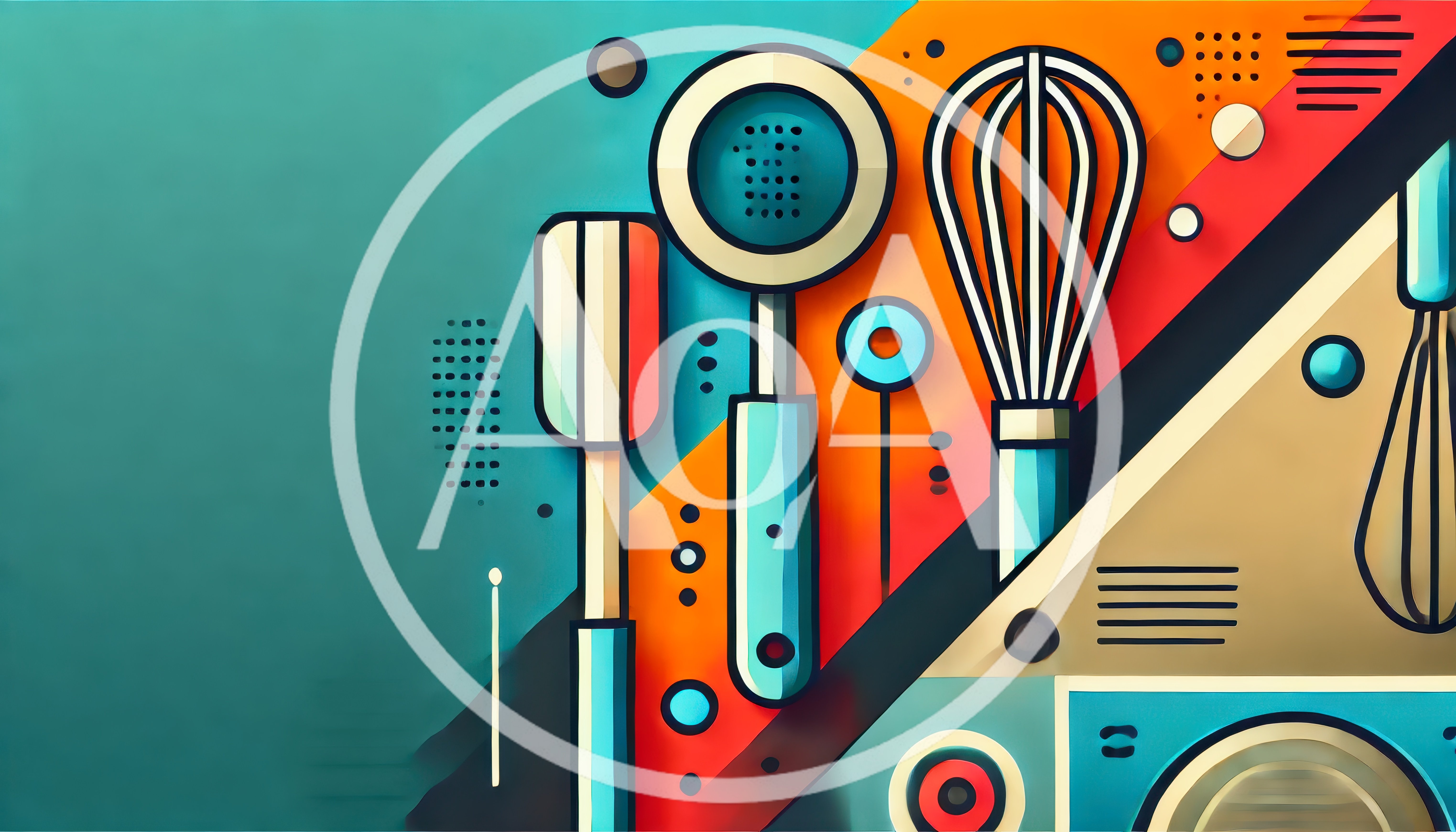 Abstract Kitchen Utensils Graphic Design Illustration