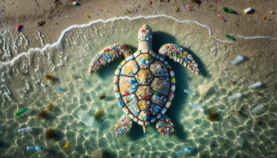 Sea Turtle Sculpture Made Of Ocean Plastic Waste