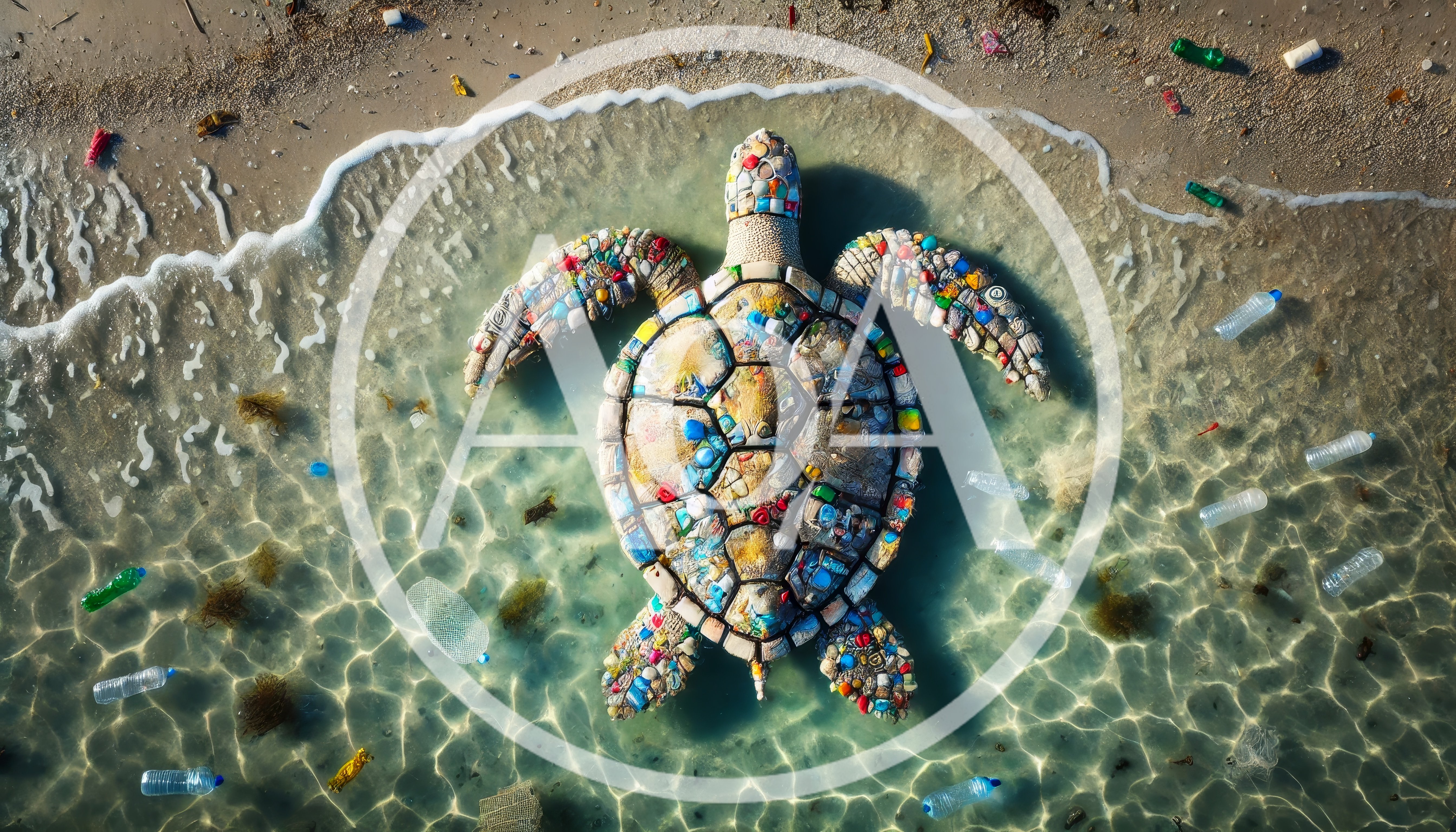 Sea Turtle Sculpture Made Of Ocean Plastic Waste