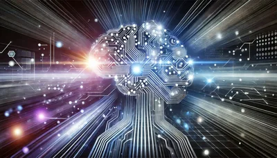 Digital Circuitry Brain Concept With Data Flow