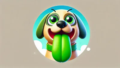 3D Cartoon Dog Portrait With Green Tongue