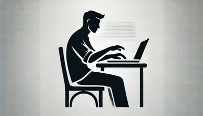 Minimalist Silhouette Of A Person Working On A Laptop