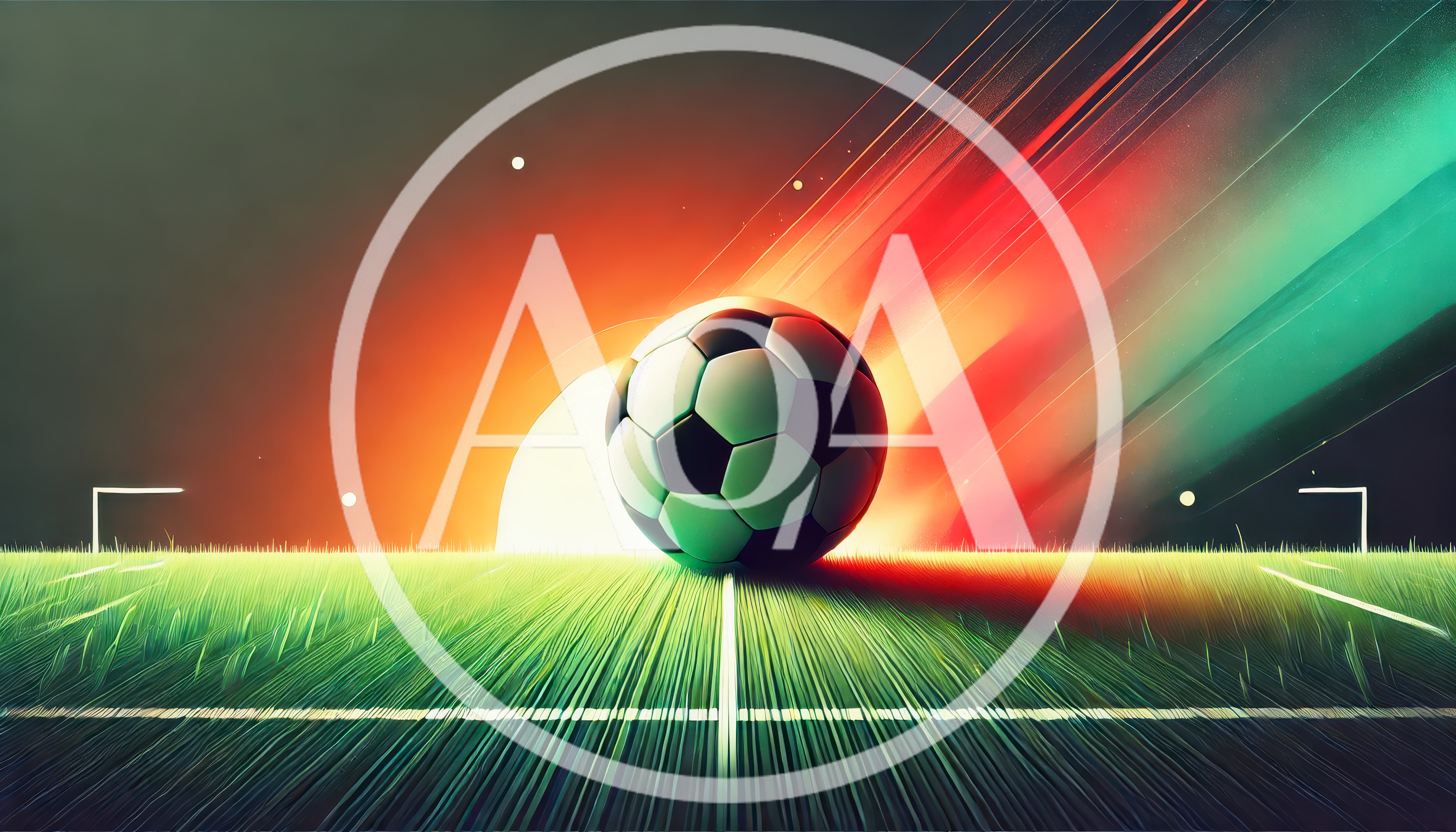 Soccer Ball Centered On A Stylized Sports Field
