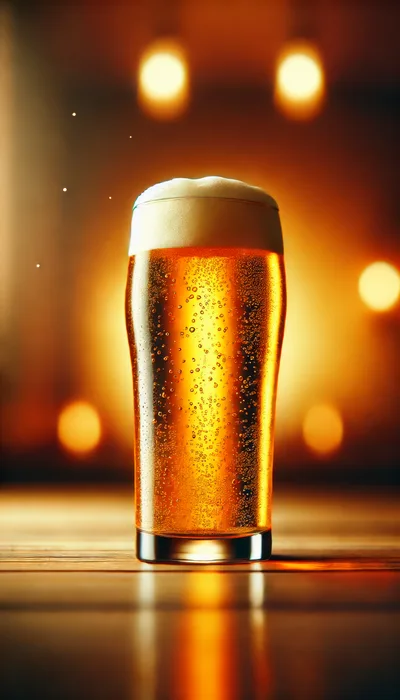 Glass Of Golden Beer On A Wooden Table