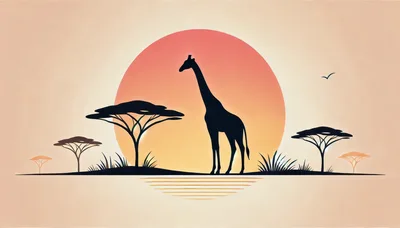 Silhouette Of A Giraffe In The African Savannah