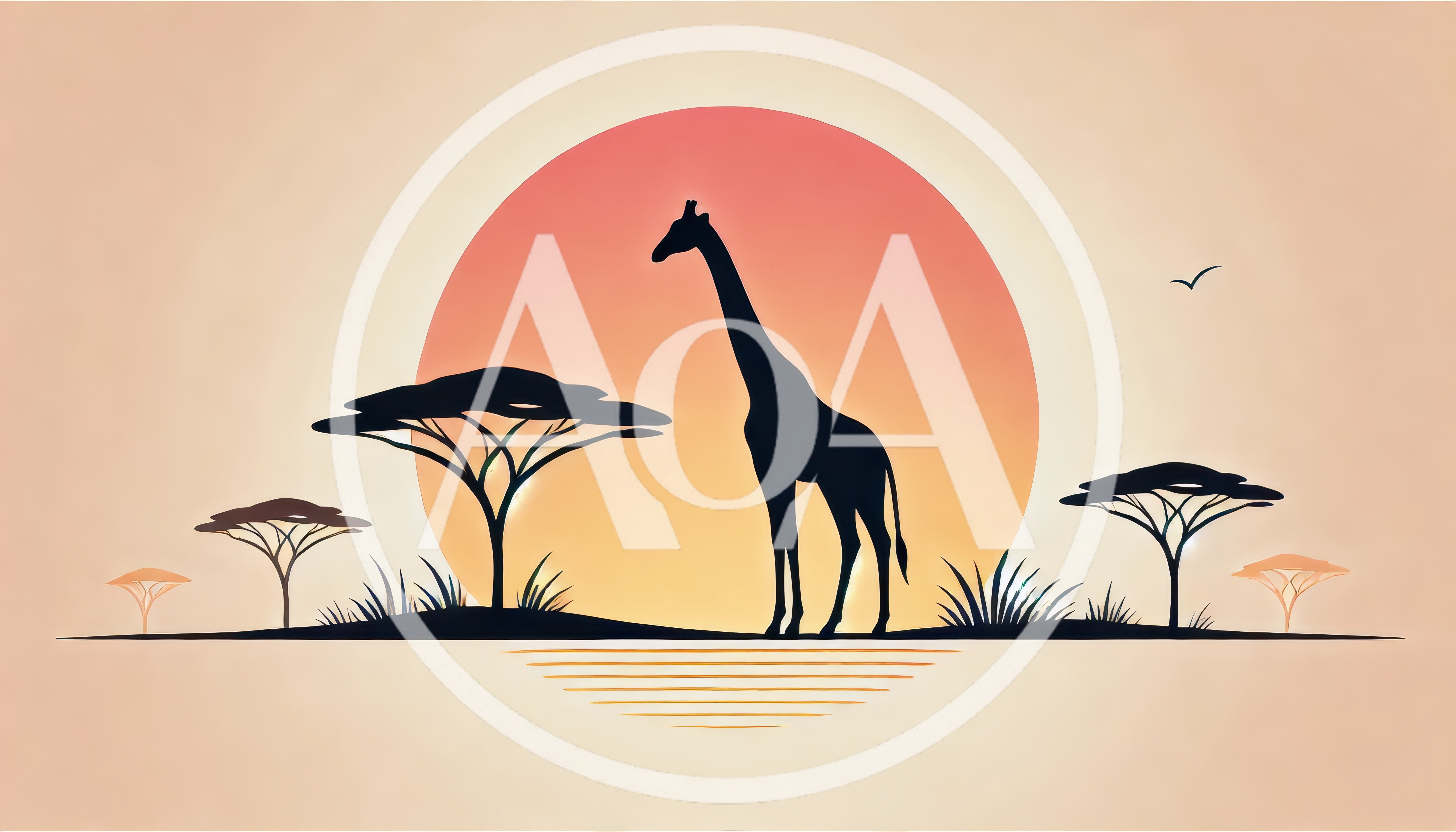 Silhouette Of A Giraffe In The African Savannah