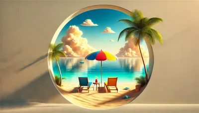 Tropical Beach View Through A Circular Window