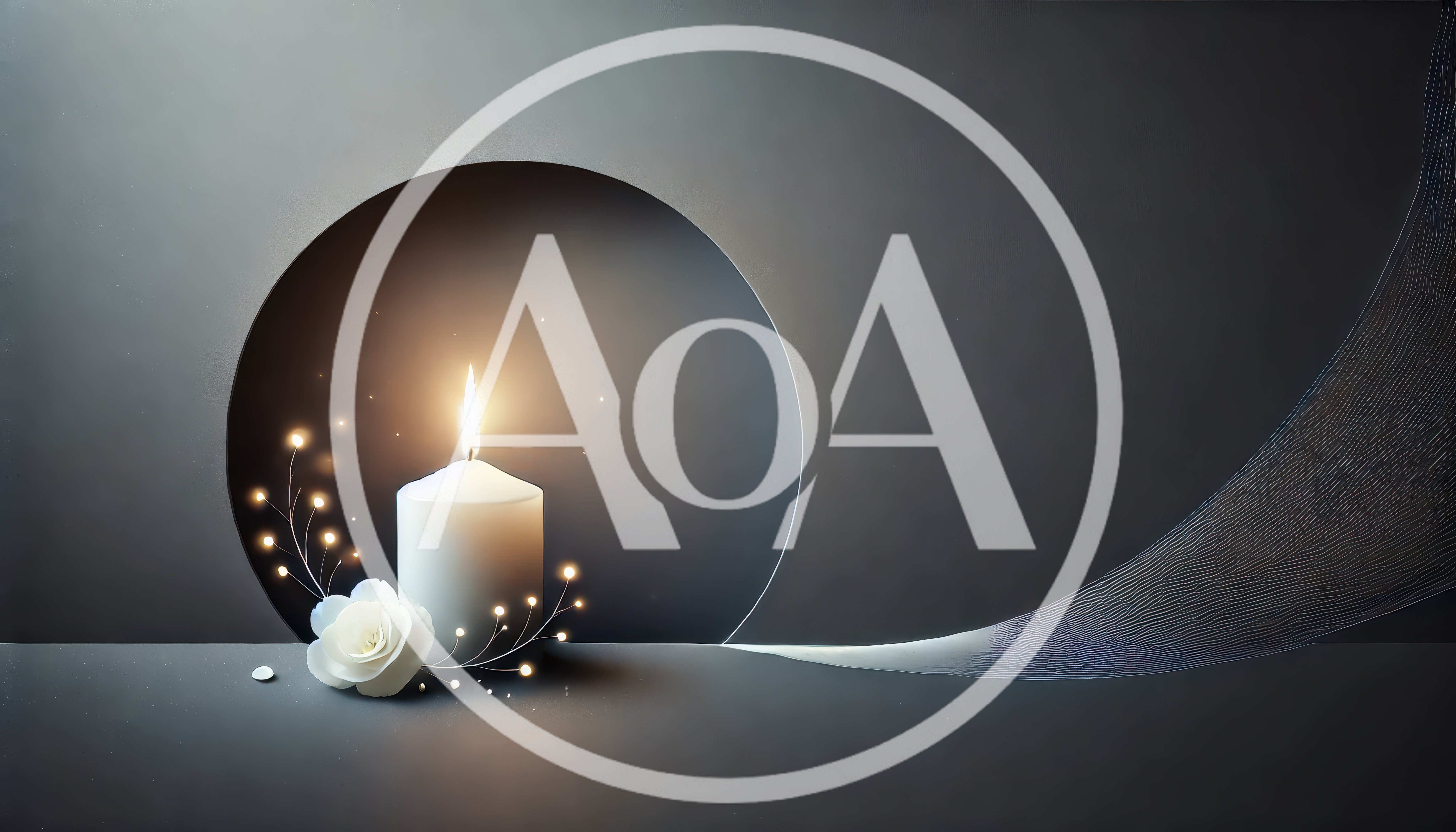 Lit Candle With White Rose And Decorative Lights