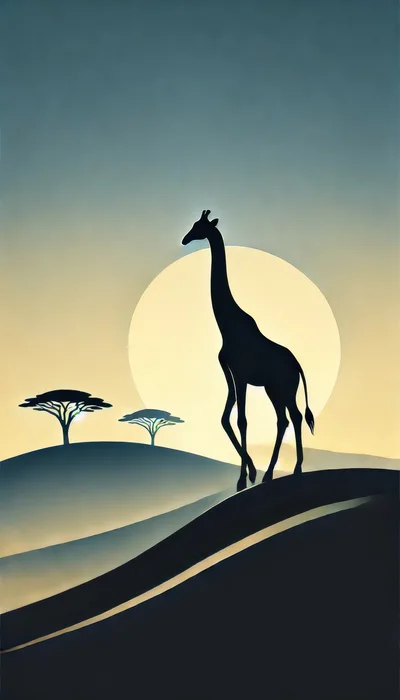 Minimalist Silhouette Of A Giraffe At Sunset