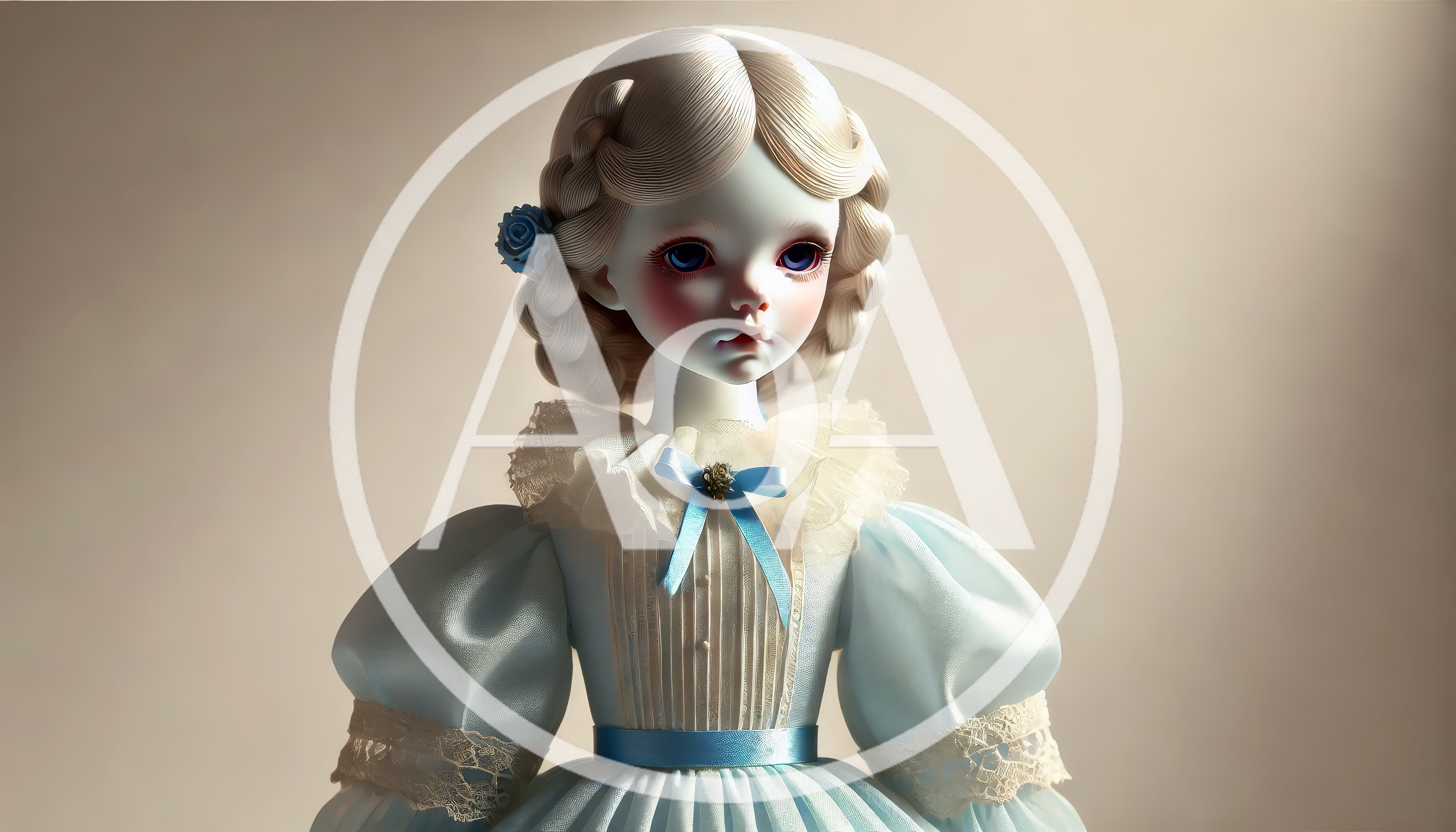 Vintage Style Porcelain Doll With Blonde Hair