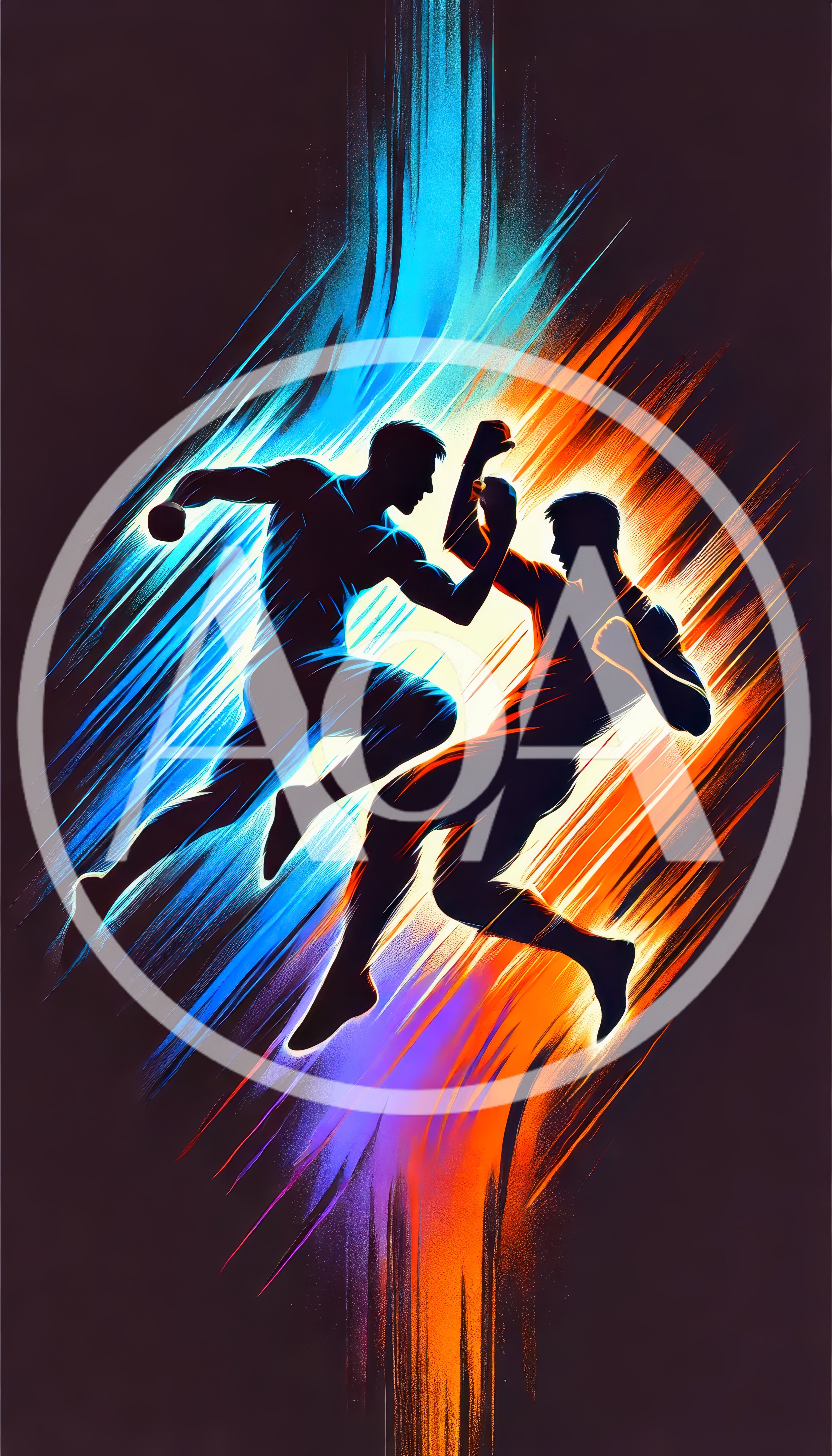 Two Men Fighting In Dynamic Silhouette Style