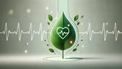 Digital Heartbeat Symbol Inside A Green Leaf