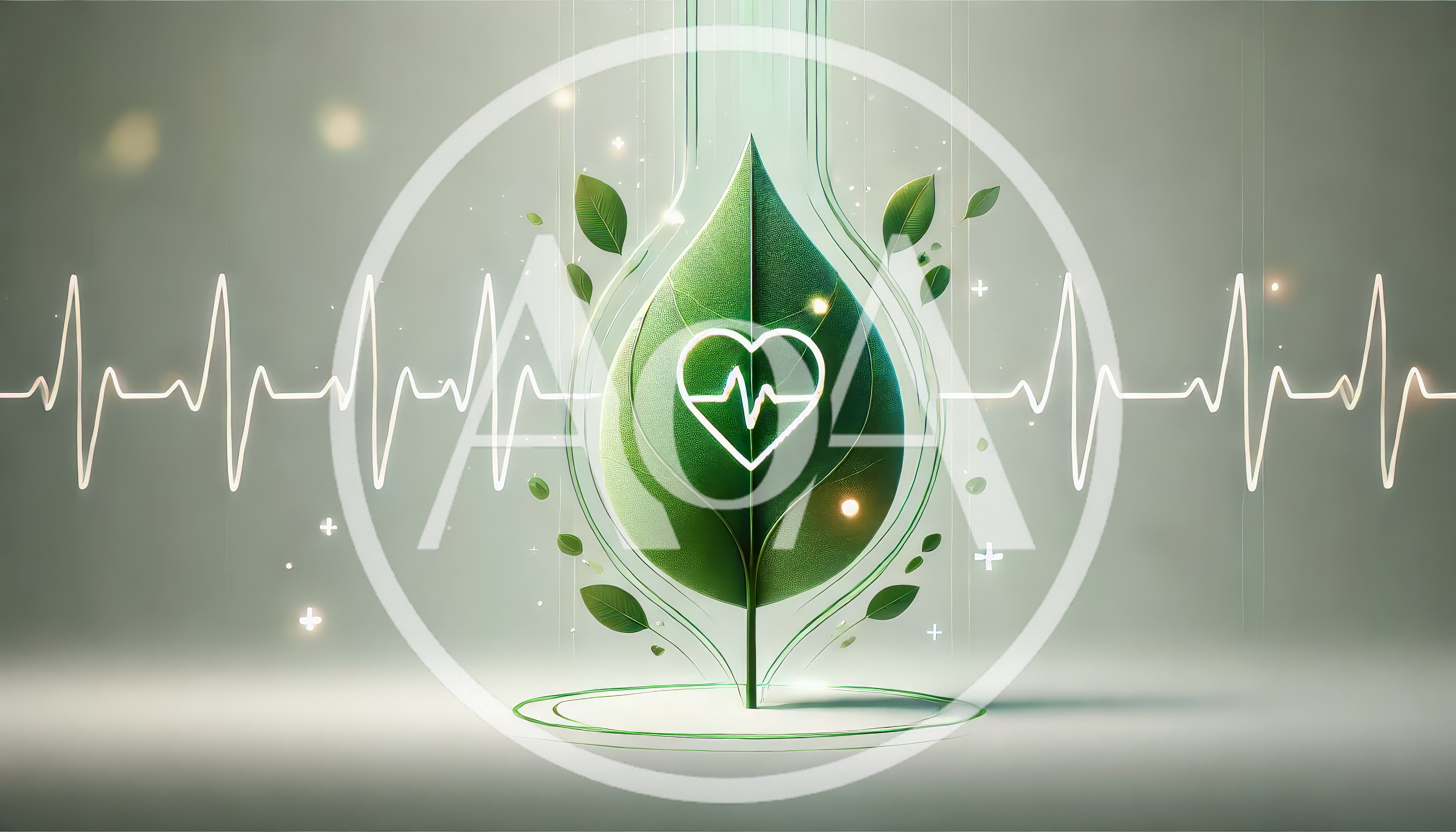 Digital Heartbeat Symbol Inside A Green Leaf