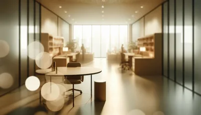 Modern Office Interior With Blurred Bokeh Lighting